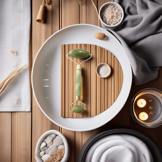 Rouleau de Jade Naturel - Lisse, défatigue et réveille l’éclat du teint - Glowyritual.com